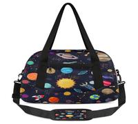 Galaxy Space - Borsone da viaggio per bambini con pianeta dei cartoni animati, leggero, per sport, palestra, per bambini, per la notte, weekender, da portare con sé, Galaxy Space, 18.5L x 7.8W x 9.4H