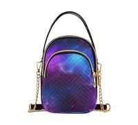 Galaxy Space Nebula Blue Purple Borsa a tracolla da donna Borsa per telefono piccola borsa a catena con stampa floreale da donna Tote Crossbody Satchel, 15 cm × 21,1 cm × 7,9 cm