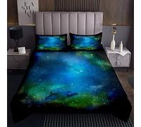 Galaxy Spazio Esterno Trapuntato Copriletto Coperta Blu Cielo Stellato Nebulosa Night Coverlet per Bambini Ragazzi Ragazze Universo Star Set Morbido Camera Da Letto Collezione 2 Pz 170X230cm