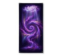 Galaxy Spiral Door Cover Banner Decorativo, Cosmic Violet Swirl Design Front Door Decor, Indoor Outdoor Space Theme Festival Holiday Supplies 91 x 182 cm