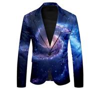 Galaxy Suit, giacca blazer da uomo con un bottone, galassia, stampa 3D, giacca da cena, galassia, universo, stella, spazio grafico, abito da uomo, feste, balli di fine anno, blazer, Blu scuro, M
