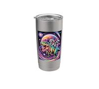 Galaxy T-Rex And Raccoon Space Dinosaur Bicchiere termico in acciaio inox doppia parete