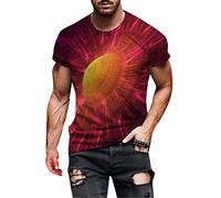 Galaxy T Shirt Universe - Maglietta da uomo con nebulosa 3D, estiva casual, a maniche corte, colore rosso, taglia L