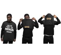 Galaxy Tees Divertente maglietta da uomo con chiusura a libro, "Ask ME About My Ninja Disguise" - Costume divertente con occhi all'interno, a maniche corte, Nero , XXXXXL