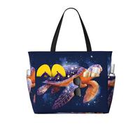 Galaxy Turtle Borsa da spiaggia da donna con animali marini impermeabile borsa da spiaggia con cerniera leggera borsa a tracolla durante la notte shopping borsa da nuoto regali per le vacanze estive
