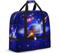 Galaxy Universe Space Planet Borsone da viaggio per donne e uomini, borsa da palestra pieghevole per lo sport e la notte, borsa da cabina con scomparto per scarpe, Multicolore
