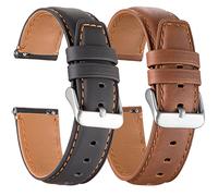 Galaxy Watch 4 Bands 2 Pack Compatible with Samsung Galaxy Watch 4 Classic 46 mm 42 mm Bands, for Galaxy Watch 4 40 mm 44 mm Band,Width 20 mm Quick Release Leather Band, Nero + caffè., Classico