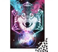 Galaxy Wolf Art Jigsaw 1000 Pieces for Adults Thick Paper Brain Training Wolf Puzzle Wall Decor Home Activity 70x50cm/1000pcs