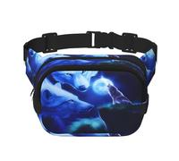 Galaxy Wolf - Marsupio unisex regolabile a doppio strato, quadrato, per attività all'aperto, viaggi, corsa, escursionismo, Nero , Taglia unica