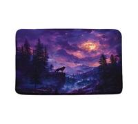 Galaxy Wolf Mountain Woods Full Moon Animal Nature Wildlife Abstarct Zerbino Asciugapassi Confortevole Tappeti Da Bagno Trappola Sporco Tappeto Entrata Per Cucina Corridoio Interno 40X60Cm