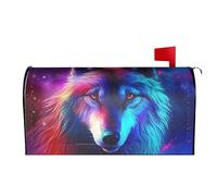 Galaxy Wolf Rosa e Blu 02 Coperture per cassette postali Avvolgimenti magnetici Copertura per cassette postali Giardino Decorazione per la casa