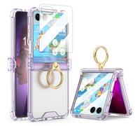Galaxy Z Flip 8 Case with Screen Protector Hinge Protection Clear for Samsung Flip 8 Case with Kickstand Protective Cover for Samsung Galaxy Z Flip 8 5G (2026) - Clear Purple
