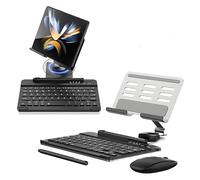Galaxy Z Fold 5/Fold 4 Tastiera Senza fili+Mouse Bluetooth+Supporto per Tastiera Compatibile con Samsung Galaxy Z Fold 5/Fold 4 3 Tastiera e Mouse Set con Penna + Supporto (Argento)