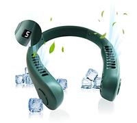 GALAXYER Ventola da collo con schermo e 5 livelli di velocità, ventola di raffreddamento senza lama ricaricabile USB, silenziosa ventola da appendere personale per interni ed esterni e sport