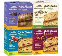 Galbusera Mix BelleBuone Fette Spesse Mirtilli Rossi + Cioccolato + Semi di Papavero e Fichi 200g Totale 4 Confezioni