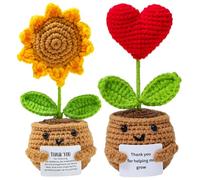 Galenecx 2 Pezzi Peluche Motivazionales, Pocket Hug Positive Girasole, Pocket Hug-Regali di Amore Positivi, Peluches Personalizzato, Simpatico Supporto Emotivo All'uncinetto Gifts
