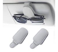 Galenecx 2 Pezzi Porta Occhiali Auto, Leder Brillenhalter für Auto Sonnenblende, Magnetico Portaocchiali per Contenere Occhiali da Sole, Carte, E Biglietti (Grigio)