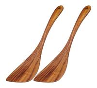 Galenecx 2 Pezzi Spatole in Legno, 31 x 7 cm Spatole in Legno con Manico Lungo, Spatola in Wood con Texture Naturale, Set di Pinne in Wood per Pentole Antiaderenti, Ideale per Padella, Wok