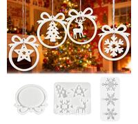 Galenecx 3 Pezzi Stampi Resina di Natale, Riutilizzabili Stampi in Silicone, Stampi per Ciondoli Natalizi, Fai Da Te Decorazioni Natalizie, Decorazioni per Albero di Natale, Fiocchi di Neve, Alce
