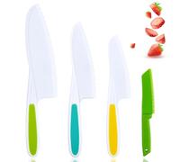 Galenecx 4 Pezzi Coltelli da Cucina per Bambini, Colorati Coltello per Taglio Verdura, Knife di Sicurezza Bambini, Coltello Bambinis Montessori, per Tagliare e Cuocere Frutta o Verdura