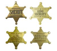 Galenecx 4 Pezzi Distintivo per Sceriffo, Esagonale Spille Vintage, Spilla Personalizzata, Accessori per Costume di Polizia, Halloween, Cosplay Party, Travestimenti