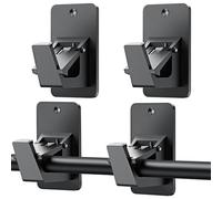 Galenecx 4 Pezzi Staffa per Asta per Tende, Supporti per Barre per Tende Autoadesivi con Viti, Supporto per Bastone Tenda Senza Foratura, per Soggiorno, Bagno, Camera da Letto(Nero)