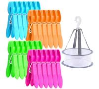 Galenecx 48 Pezzi Mollette per Bucato, Clothes pegs di Plastica Colorate, Mollette con Cestino per i Vestiti, Clothes Pegs Antivento e Antiscivolo, con Molla Resistente, per Casa e Giardino