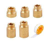 Galenecx 5 Pezzi Prolunga per Rubinetto, Prolunga per Rubinetto in Ottone(10mm/15mm/20mm/25mm/30mm), Prolunga Raccordo Filettato, per Acqua Potabile e Riscaldamento Installazione
