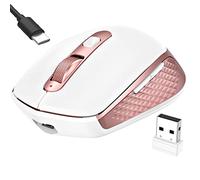 GALENMORO Mouse wireless Bluetooth ricaricabile per MacBook Pro/Air/Mac/iPad/Laptop/Desktop/Mac/PC/Computer - Mouse da ufficio portatile silenzioso con adattatore USB-C da 2,4 GHz senza fili (rosa)