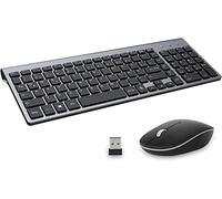 GALENMORO Set di mouse per tastiera, senza fili, USB QWERTZ (tedesco), tastiera senza fili, tastiera ergonomica e senza fili, per computer, PC, laptop, Smart TV/Windows, nero