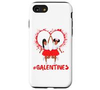 Galentines Day Fun Carino Pelle Marrone Ragazze Migliori Amiche Custodia per iPhone SE (2020) / 7 / 8
