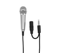 Galepromot Argento Mini Canto Mic Attrezzatura 3.5mm Mini Microfono A Condensatore Telefono Karaoke Mic Canto Attrezzatura Microfono Mini Microfono Palmare per Telefono Mobile Laptop Notebook