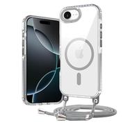 Galful Cover magnetica per iPhone 16e con cordino, rigida in policarbonato trasparente, per Apple iPhone 16e, colore: Grigio