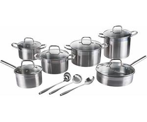 GALILEO Batteria 15 pezzi, in acciaio inox 18/0, induzione, Inox SìChef