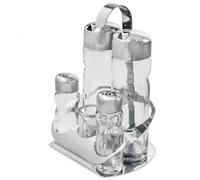 Galileo Casa 2191195 Menage Olio/Aceto/Sale/Pepe, Acciaio/Argento