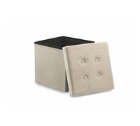 Galileo Casa 2194624 pouff Contenitore Velluto Beige 37.5x37.5x38cm
