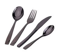 Galileo Casa 5910697 Set 24 Posate in Acciaio Manhattan, Finitura Lucida Nera, Inossidabile