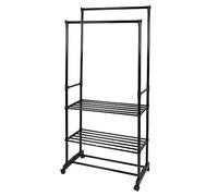 Galileo Casa Multistand Appendiabiti 2 aste, 4 Ruote, 3 Ripiani Altezza Regolabile Fino a 160 cm, SìOrdine, Medium