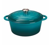 Galileo Casseruola con coperchio 28,5 cm in ghisa smaltata, induzione, ottanio, Les Cocottes SìChef