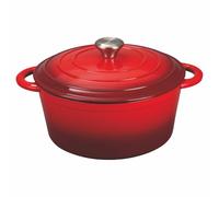 Galileo Casseruola con coperchio 28,5 cm in ghisa smaltata, induzione, rosso, Les Cocottes SìChef