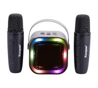 GALILEO Mini Cassa Karaoke Portatile RGB, 2 microfoni Wireless, Kooper