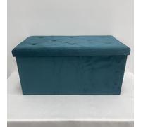 GALILEO Panca contenitore multiuso, struttura in mdf, rivestimento effetto velluto ottanio 76x38x38 cm, Sibilla