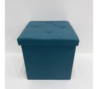 GALILEO Pouf contenitore multiuso, struttura in mdf, rivestimento in pvc, ottanio, 38x38xh.38 cm, Sibilla