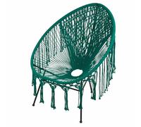 Galileo Sedia lounge macramè, intreccio in cotone, struttura in ghisa, ottanio