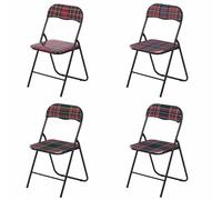GALILEO Set 4 Sedia pieghevole salvaspazio decoro tartan, 43,5x44 cm, Sibilla