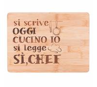GALILEO Tagliere 27x20 cm in bamboo, Si scrive si legge
