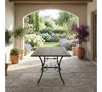 Galileo Tavolo da Giardino Rettangolare in Ferro/Cemento con Decoro Dimensioni 145x83 cm colore Mosaico - Cipro Esté