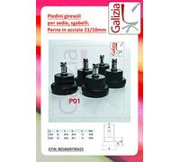 GALIZIA Kit Piedini GIREVOLI per Sedia, Sgabello E Poltrona da Ufficio (Perno 11mm)