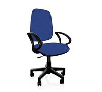 GALIZIA PRIME Poltrona 3624 Sedia DATTILO Ufficio con Ruote, Altezza Regolabili, contatto permanente, BRACCIOLI, Portata 100kg CERTIFICATA 626 Gia' PREMONTATA (BLU, 3624 TESSUTO IGNIFUGO)