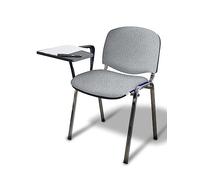 GALIZIA PRIME SEDA PER CONFERENZA ISO, CON BRACCIOLO E TAVOLETTA SCRITTOIO RIBALDABILE, TELAIO IN ACCIAIO CROMATO, RIVESTIMENTO IN FINTA PELLE (FINTA PELLE ARGENTO)